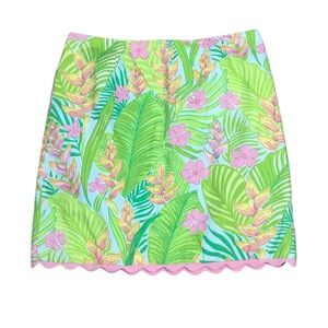 Vintage Lily Pulitzer Skirt Tropical Print Ric Rac Trim * Flaw